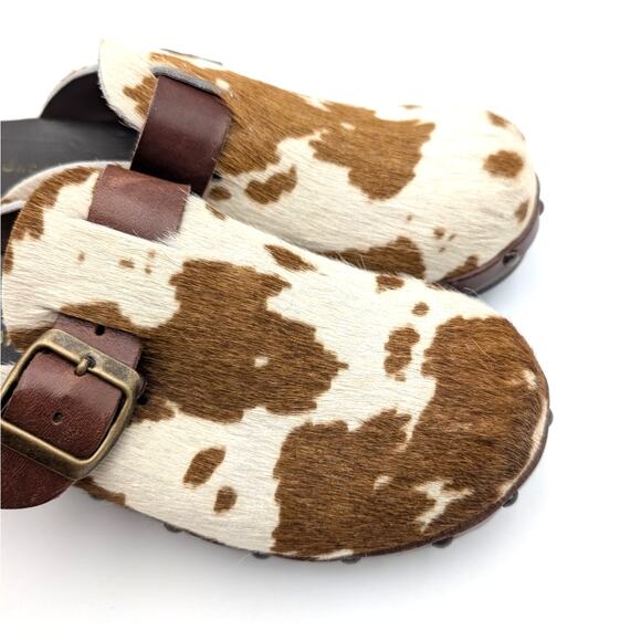 Chocolat Blu Yuna Genuine Calf Hair Clog Women's Cow Print Size US5 EU35 - Picture 9 of 12